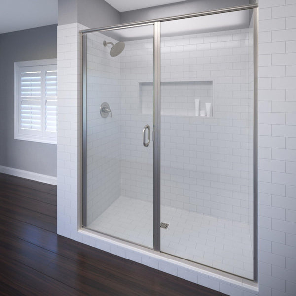 2200 Series 59 in. W x 76 in. H Semi-Frameless Swing Shower Door with Fixed Panel
