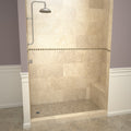 Base'N Bench 60 in. L x 36 in. W Alcove Shower Pan Base and Bench with Left Drain and Brushed Nickel Drain Plate
