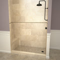 Base'N Bench 60 in. L x 42 in. W Alcove Shower Pan Base and Bench with Right Drain and Matte Black Drain Plate