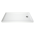 LuxShower 30 In Depth x 60 In Width Right Round Drain Low Threshold Textured Shower Pan in Polar White