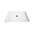 LuxShower 36 In Depth x 48 In Width Center Round Drain Low Threshold Smooth Shower Pan in Polar White