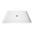 LuxShower 42 In Depth x 54 In Width Center Round Drain Low Threshold Smooth Shower Pan in Polar White
