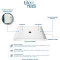 LuxShower 42 In Depth x 48 In Width Center Round Drain Low Threshold Smooth Shower Pan in Polar White