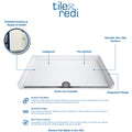 LuxShower 38 In Depth x 38 In Width Front Trench Drain Barrier Free Smooth Shower Pan in Polar White