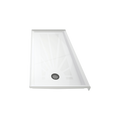 LuxShower 30 In Depth x 60 In Width Left Round Drain Low Threshold Textured Shower Pan in Polar White