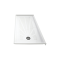 LuxShower 32 In Depth x 60 In Width Left Round Drain Low Threshold Textured Shower Pan in Polar White