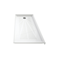 LuxShower 32 In Depth x 60 In Width Right Round Drain Low Threshold Textured Shower Pan in Polar White