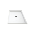 LuxShower 36 In Depth x 48 In Width Center Round Drain Low Threshold Smooth Shower Pan in Polar White