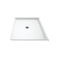 LuxShower 42 In Depth x 48 In Width Center Round Drain Low Threshold Smooth Shower Pan in Polar White