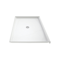 LuxShower 42 In Depth x 54 In Width Center Round Drain Low Threshold Smooth Shower Pan in Polar White