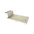 Base'N Bench® 30 In x 60 In Single Curb Shower Pan with Right Drain, Round Polished Chrome Drain Grate, and Bench