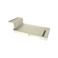 Base'N Bench® 30 In x 60 In Single Curb Shower Pan with Right Drain, Linear Solid Brushed Nickel Drain Grate, and Bench