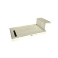 Base'N Bench® 48 In x 72 In Single Curb Shower Pan with Left Drain, Linear Matte Black Drain Grate, and Bench