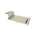 Base'N Bench® 42 In x 72 In Single Curb Shower Pan with Right Drain, Linear Brushed Nickel Drain Grate, and Bench