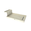 Base'N Bench 60 in. L x 36 in. W Alcove Shower Pan Base and Bench with Right Drain and Polished Chrome Drain Grate