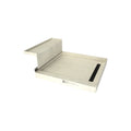 Base'N Bench® 48 In x 60 In Single Curb Shower Pan with Right Drain, Linear Matte Black Drain Grate, and Bench