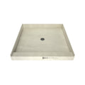 Base'N Bench 60 in. L x 48 in. W Alcove Shower Pan Base and Bench with Center Drain and Polished Chrome Drain Plate