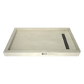 Redi Trench® 30 In x 60 In Left Dual Curb Corner Shower Pan with Right Drain and Linear Brushed Nickel Drain Grate