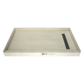 Redi Trench® 32 In x 60 In Single Curb Shower Pan with Right Drain and Linear Brushed Nickel Drain Grate