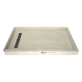 Redi Trench® 33 In x 60 In Right Dual Curb Corner Shower Pan with Left Drain and Linear Brushed Nickel Drain Grate