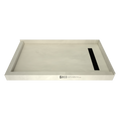 Redi Trench® 33 In x 60 In Left Dual Curb Corner Shower Pan with Right Drain and Linear Matte Black Drain Grate