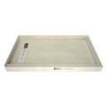 Redi Trench® 34 In x 60 In Right Dual Curb Corner Shower Pan with Left Drain and Linear Polished Chrome Drain Grate
