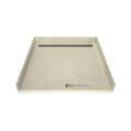 Redi Trench® 48 In x 48 In Barrier Free Shower Pan with Back Drain and Linear Brushed Nickel Drain Grate