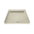 Redi Trench® 48 In x 48 In Barrier Free Shower Pan with Back Drain and Linear Matte Black Drain Grate