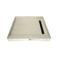 Redi Trench® 48 In x 48 In Single Curb Shower Pan with Right Drain and Linear Matte Black Drain Grate