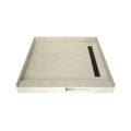 Redi Trench® 48 In x 48 In Single Curb Shower Pan with Right Drain and Linear Oil Rubbed Bronze Drain Grate