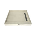 Redi Trench® 48 In x 48 In Single Curb Shower Pan with Right Drain and Linear Polished Chrome Drain Grate