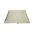 Redi Trench® 48 In x 48 In Single Curb Shower Pan with Back Drain and Linear Tileable Drain Grate