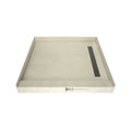 Redi Trench® 48 In x 48 In Single Curb Shower Pan with Right Drain and Linear Tileable Drain Grate