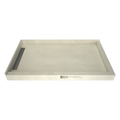 WonderFall Trench® 32 In x 60 In Right Dual Curb Corner Shower Pan with Left Drain and Linear Tileable Drain Grate