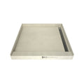 WonderFall Trench® 48 In x 48 In Single Curb Shower Pan with Right Drain and Linear Tileable Drain Grate