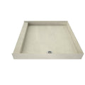 Redi Base® 48 In x 48 In Single Curb Shower Pan with Right Drain and Round Polished Chrome Drain Grate