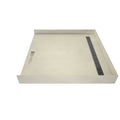 Redi Trench® 48 In x 48 In Barrier Free Shower Pan with Back Drain and Linear Brushed Nickel Drain Grate