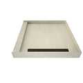 Redi Trench® 48 In x 48 In Single Curb Shower Pan with Right Drain and Linear Oil Rubbed Bronze Drain Grate