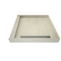 Redi Trench® 48 In x 48 In Single Curb Shower Pan with Right Drain and Linear Solid Brushed Nickel Drain Grate