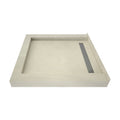 Redi Trench® Triple Curb Shower Pan With Back Trench Drain & Tileable Drain Top, 48"D x 48"W
