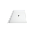 LuxShower 36 In Depth x 48 In Width Center Round Drain Low Threshold Smooth Shower Pan in Polar White