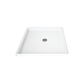 LuxShower 42 In Depth x 42 In Width Center Round Drain Low Threshold Smooth Shower Pan in Polar White