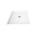 LuxShower 42 In Depth x 48 In Width Center Round Drain Low Threshold Smooth Shower Pan in Polar White