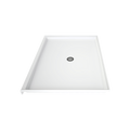 LuxShower 42 In Depth x 54 In Width Center Round Drain Low Threshold Smooth Shower Pan in Polar White
