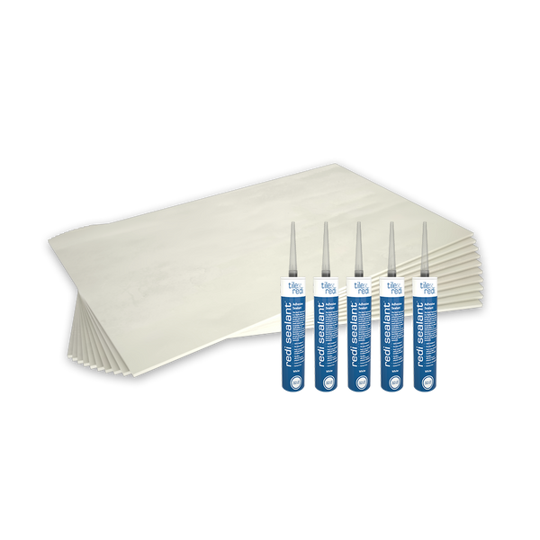 Redi Wall board kit includes 10 wall boards 36" x 60" and 5 tubes of Redi Sealant