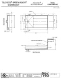 Base'N Bench® Kit: Redi Base Left Drain Single Curb Shower Pan, 30″D x 60″W x 17″H installed (Pan: 30″D x 48″W; Bench: 26″D x 12″W)