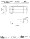 Base'N Bench® Kit: Redi Trench Left Drain Single Curb Shower Pan with Brushed Nickel Designer Grate, 30″D x 72″W x 17″H installed (Pan: 30″D x 60″W; Bench: 26″D x 12″W)