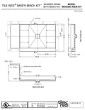 Base'N Bench® 36 In x 60 In Single Curb Shower Pan with Center Drain, Square Tileable Drain Grate, and Bench