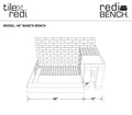 Base'N Bench® Kit: WonderFall Trench Left Drain Single Curb Shower Pan, 42″D x 48″W x 17″H installed (Pan: 42″D x 36″W; Bench: 38″D x 12″W)