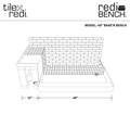 Base'N Bench™ Kit: Redi Base Right Drain Single Curb Shower Pan, 30″D x 60″W x 17″H installed (Pan: 30″D x 48″W; Bench: 26″D x 12″W)